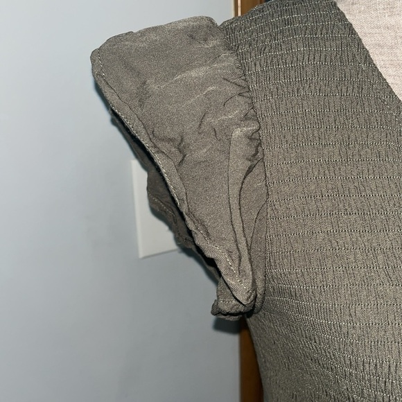 MEROKEETY Flutter Sleeve Smocked Midi Dress V Neck Casual Tiered w/ Pockets - Picture 6 of 9